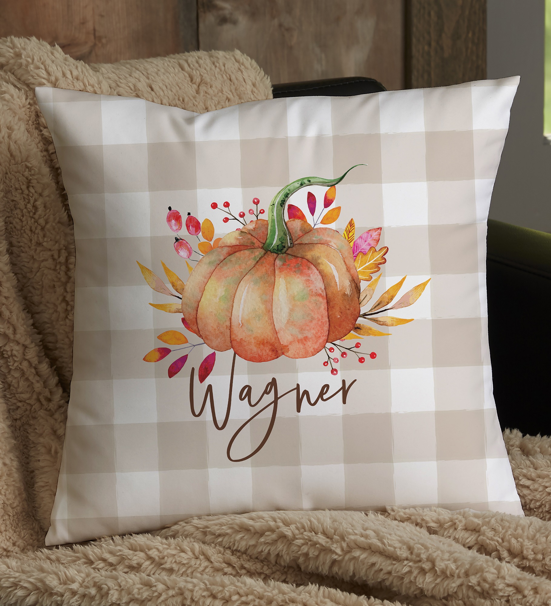 Autumn Watercolors Personalized Throw Pillow